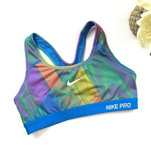 Nike Pro Dri Fit Rainbow Multicolor Compression Yoga Exercise Sports Bra Size S - Picture 1 of 15
